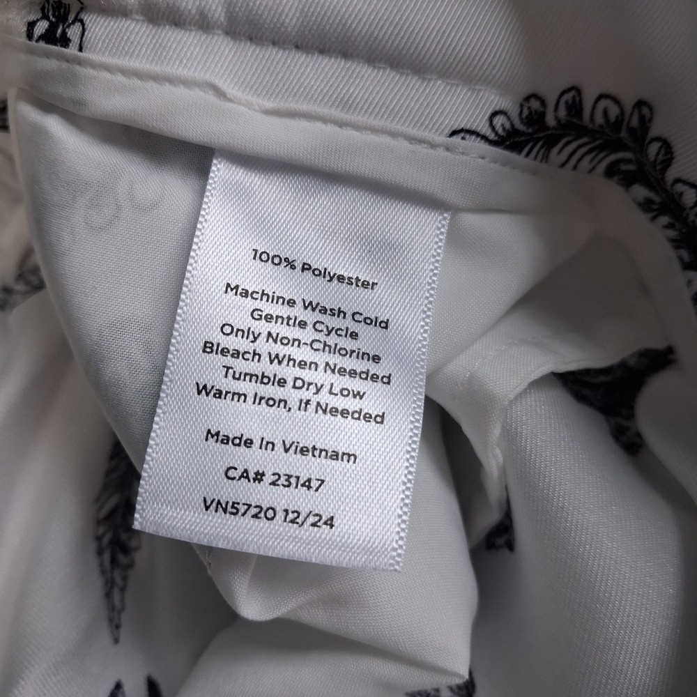 Talbots Cropped Wide Leg Satin Belted Pullon Pants Size PXL  White Black Floral - Picture 8 of 13